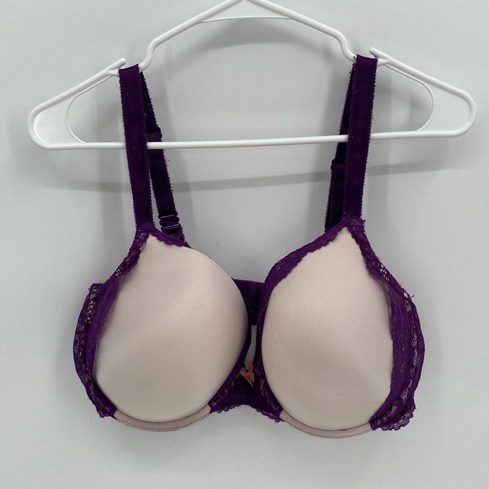 Victoria's Secret Purple Lace Bra Dream Angels Perfect Coverage 38DD